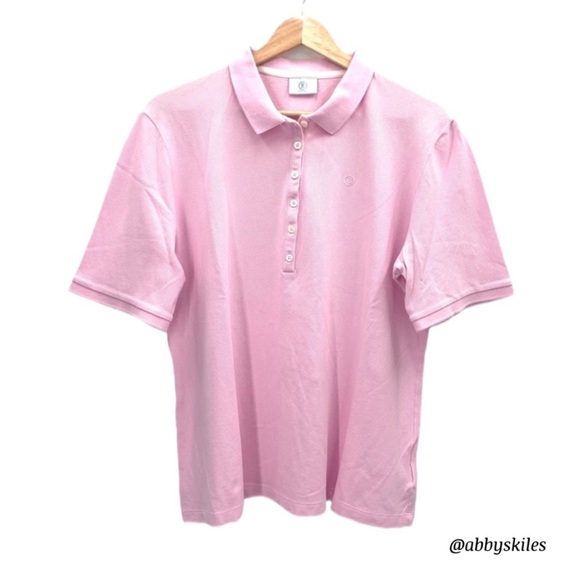 Bogner Malika Polo shirt in Light Pink Short Sleeve Polo Size 16 Preppy - Picture 1 of 9